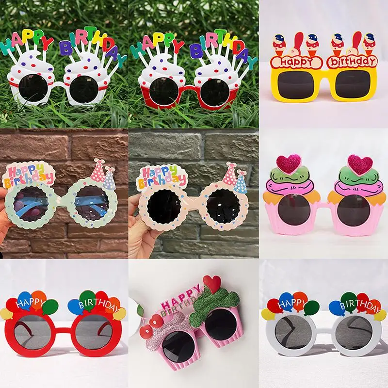 Happy Birthday Party Glasses Novelty Photo Booth Props Plastic Decorative Glasses Celebration Accessories Event & Party Supplies