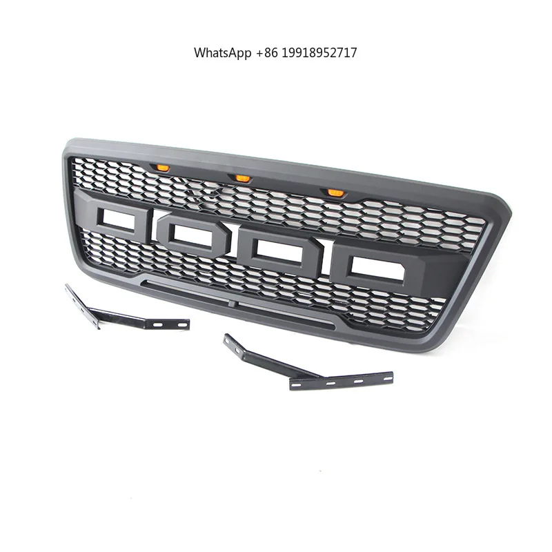 

Front Grill Mesh Grille OLIVER Compatible with 2004-2008 F150 W/DRL & Turn Signal Lights Matte Black JJ32