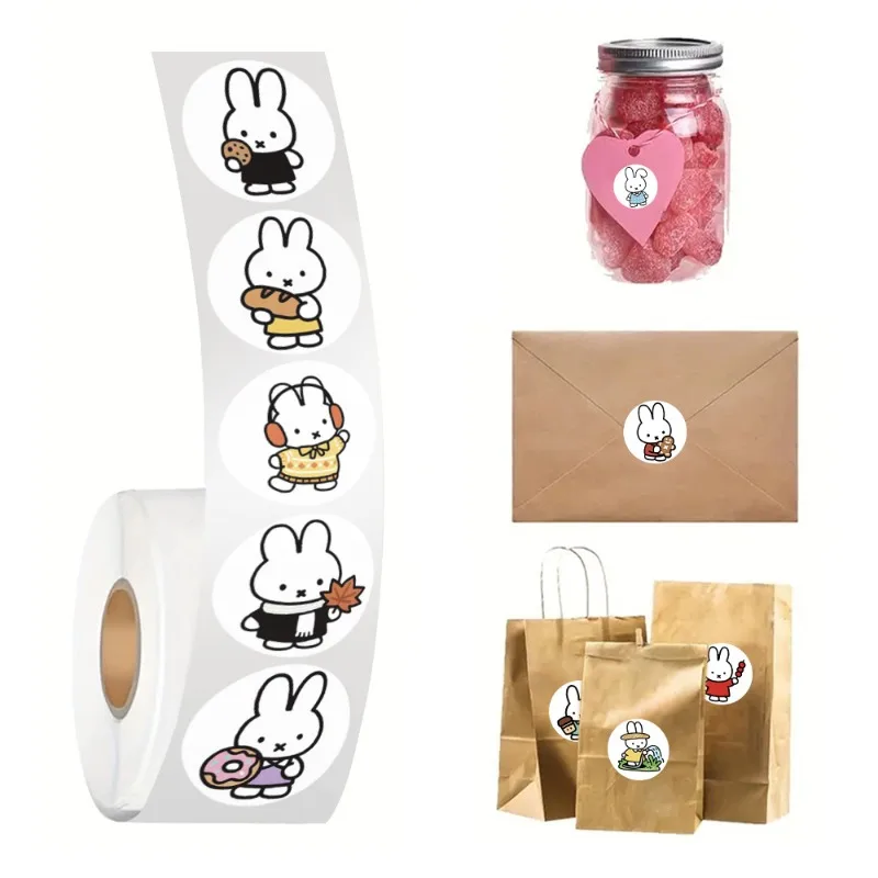 

500PCS Hot Kawaii Miffy Series Stickers Roll Cute Cartoon Character Creative Print DIY Card Notebook Skateboard Stickers Gifts
