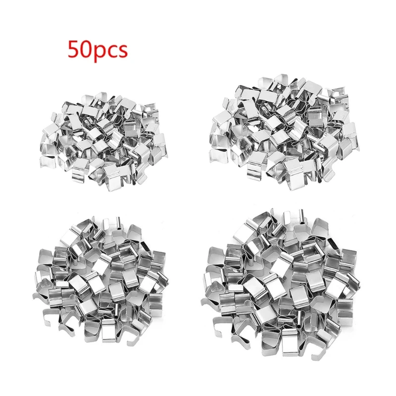 Prácticos clips para canalones luz, 50 clips para decorar con luces navideñas, colgadores metal, montaje luz para