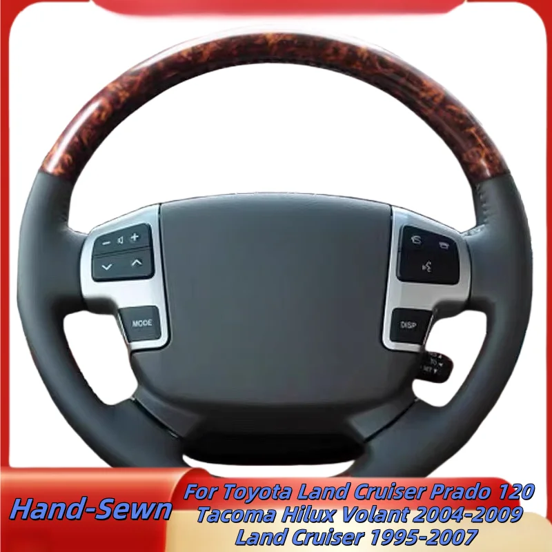 

Car Steering Wheel Cover Genuine Leather For Toyota Land Cruiser Prado 120 Tacoma Hilux Volant 2004-2009 Land Cruiser 1995-2007