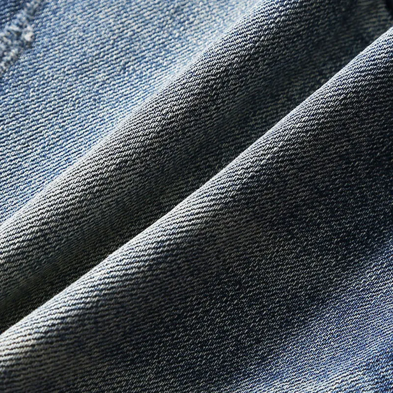 Street Fashion Designer Men Jeans High Quality Retro Blue Stretch Slim Fit Spliced Biker Jeans Men Hip Hop Vintage Denim Pants