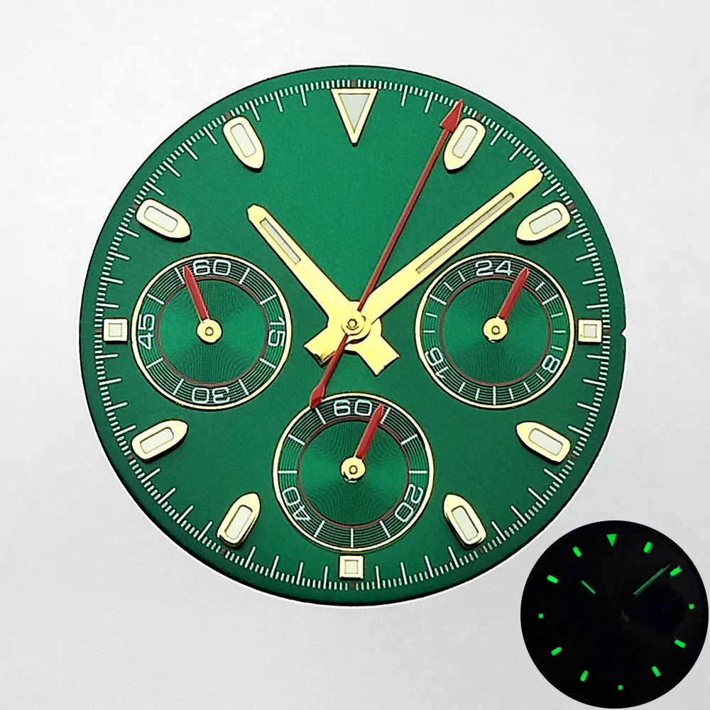 29 مللي متر الطلب C3 مجموعة مؤشر مضيئة خضراء تناسب حركة VK63 أسود أبيض أزرق أخضر ارتفع الذهب أجزاء الساعة الملحقات