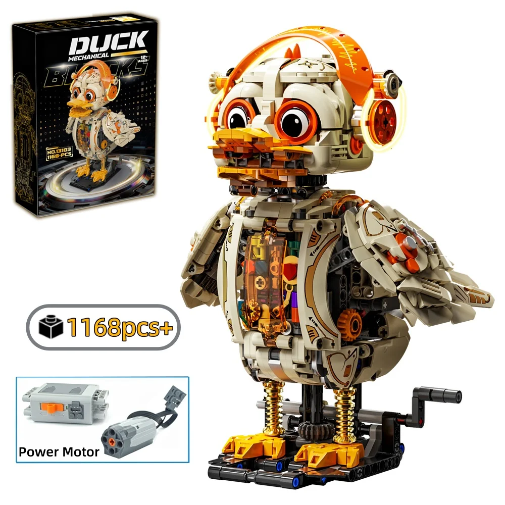 

NEW Creative Mechanical Duck Building Blocks with Light Motorized Animal Linkage Interactive Model for Kids Gifts 1168pcs