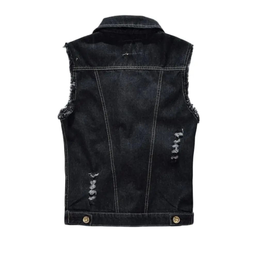 Men Sleeveless Jacket Male Tank  Gilet Mens Jacket New  Men's Denim Vest Ripped Jean 6XL Denim Vest  Jacket  Coats Waistcoat