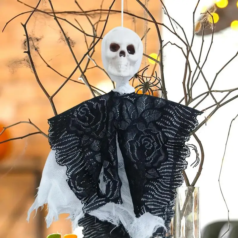 Halloween Hangings Skeleton Ghost Grim Reapers Decor Skeleton Waterproof White Ghost For Courtyard Cemetery Door Eaves Tree