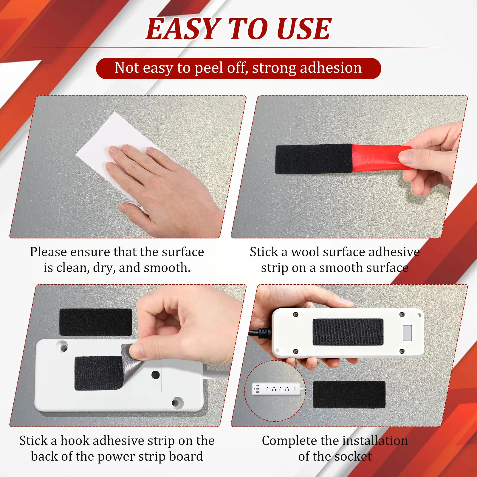 46 زوجًا من شريط الخطاف والحلقة وشرائط تعليق الصور اللاصقة وشريط قوي مزدوج الجوانب لإطارات الصور والمرايا وديكور الحائط #4