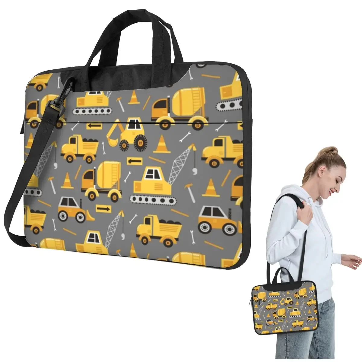 Construction Trucks Laptop Bag Case Resistant Protective Computer Bag 13 14 15.6 Inch Crossbody Laptop Pouch Notebook Pouch