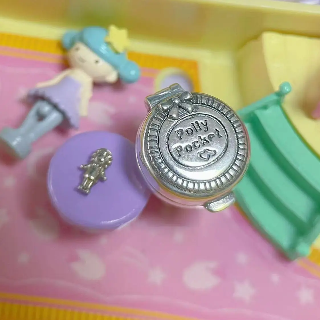 925 Sterling Silver Polly Pocket Watch With Mini Doll Stopper Charm Bead For Pandora Bracelet Bangle European Jewelry Fans Gift