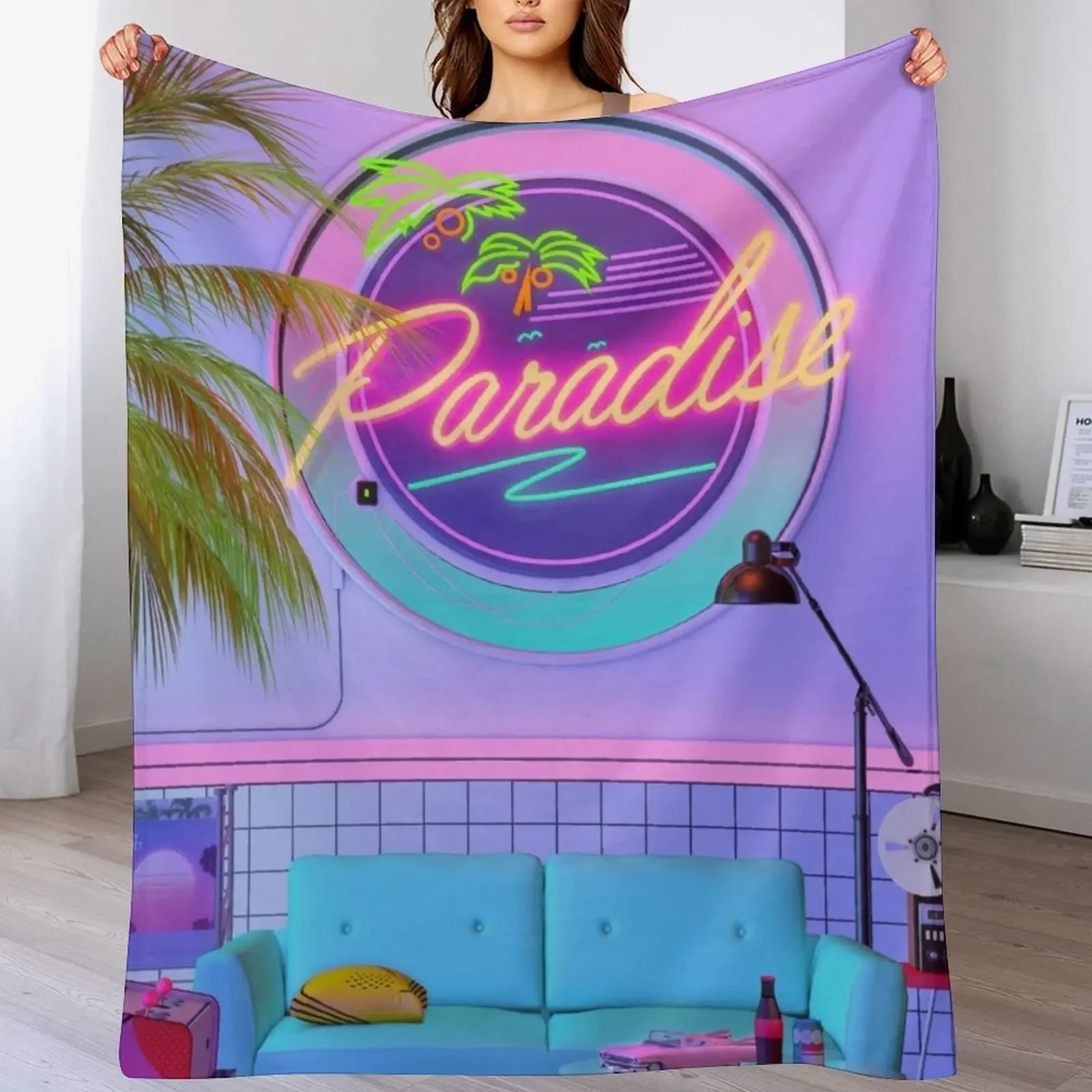 Paradise Wave Throw Blanket Outdoor Soft Blanket for Picnic Beach Camping