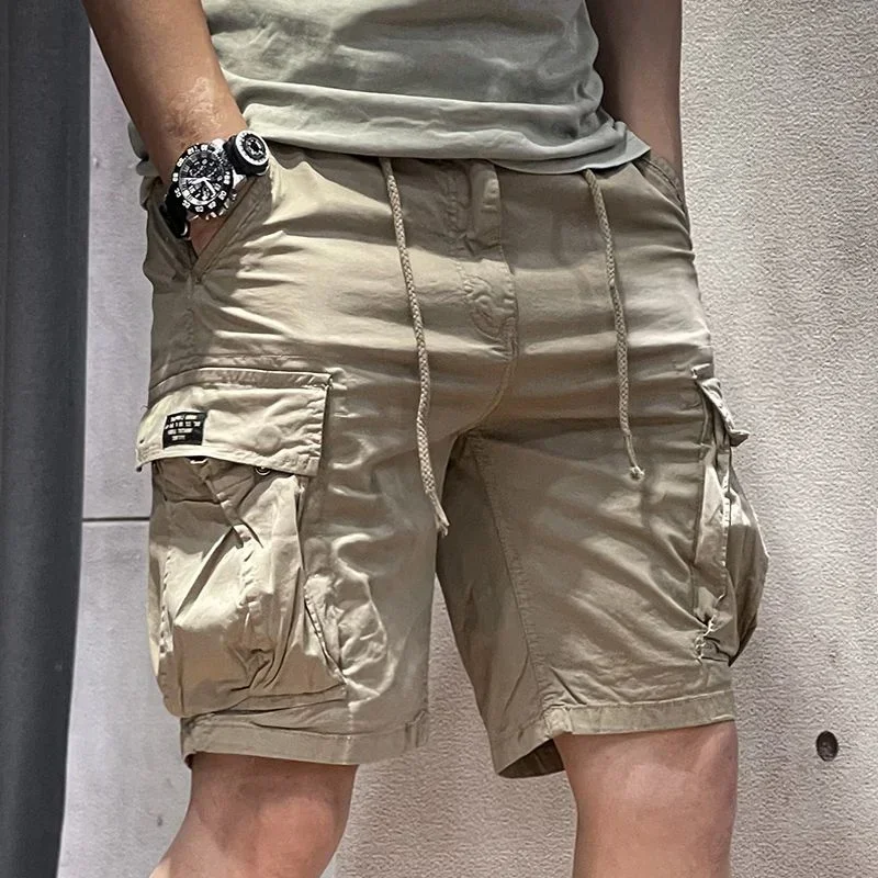 

Male Bermuda Short Pants Half with Zipper Men's Cargo Shorts Draw String Strech New in Designer Comfortable Harajuku Loose Wide