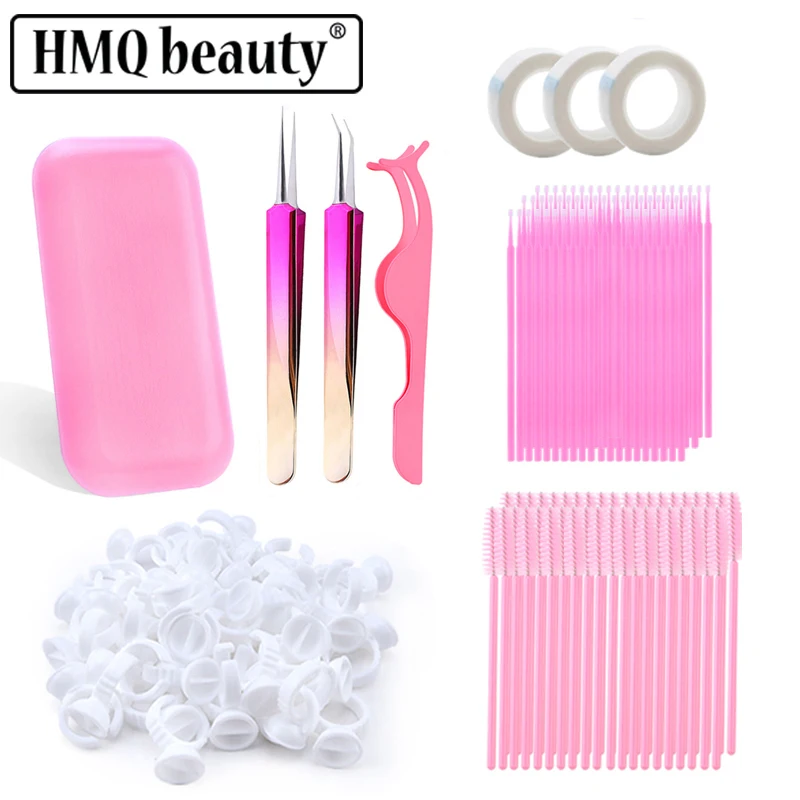 

Eyelash Extension Set Supplies Stainless Steel Precision Tweezers Set Disposable Eyelash Mascara Brush Wand Cotton Swabs