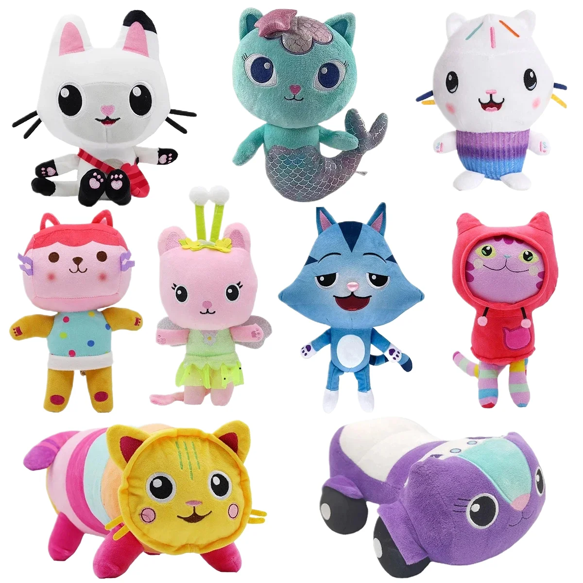 New Gabby Dollhouse Plush Toy Mercat Cartoon Stuffed Animals Smiling Cat Car Cat Hug Gaby Girl Dolls Kids Birthday Gifts