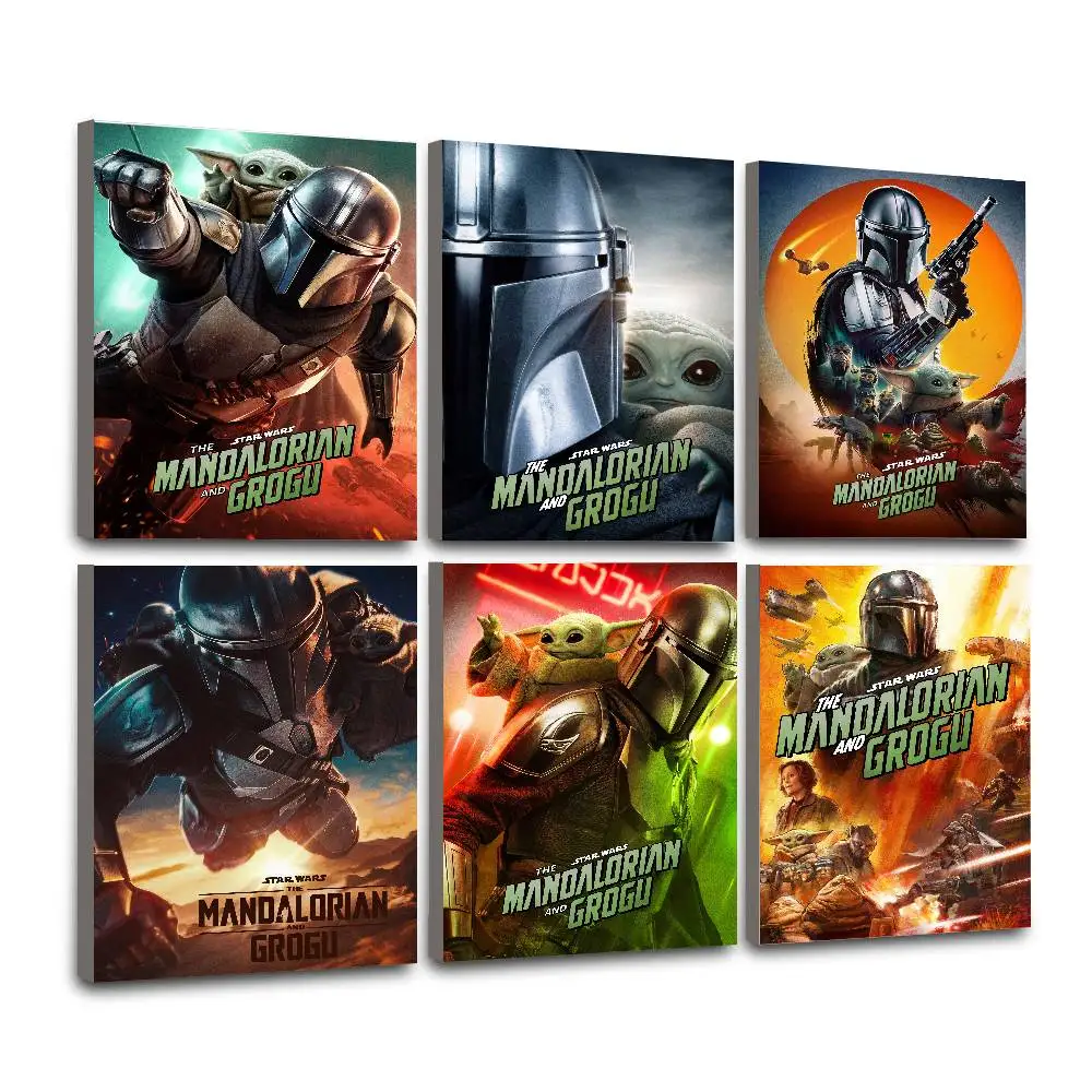 Póster impreso en lienzo con diseño de película The Mandalorian & Grogu lassic, arte de pared para sala de estar, decoración del hogar, imágenes, regalo