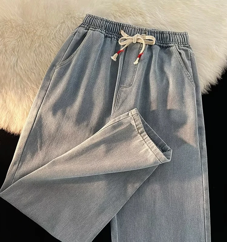 

Модные мужские прямые джинсы, свободные повседневные брюки в стиле ретро, широкие длинные брюки в гонконгском стиле, модные брюки на осенний сезон