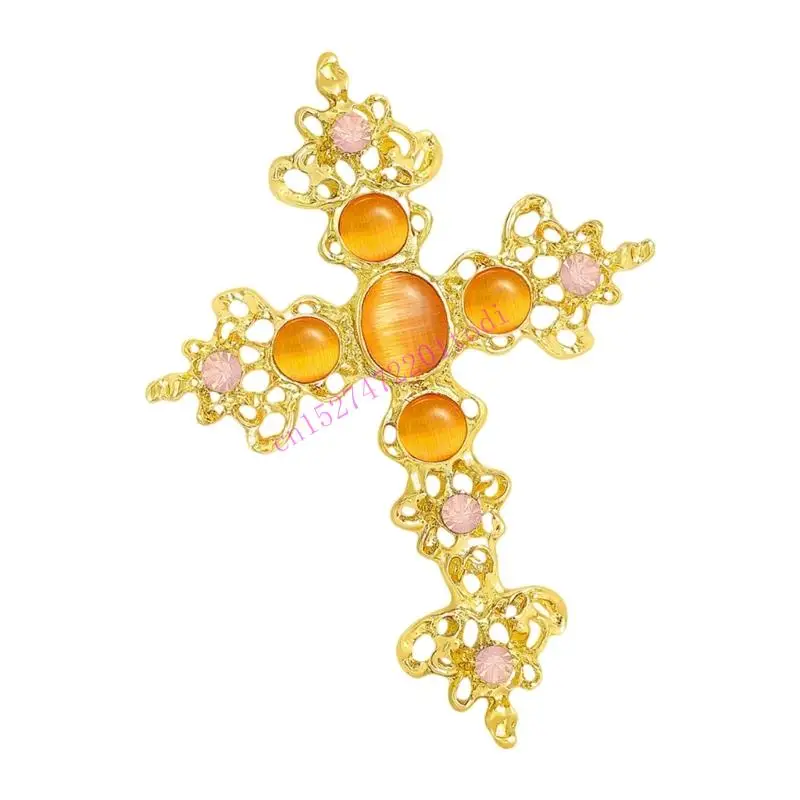 Statement Crossed Pin Sparkling Rhinestones Handmade Brooch Jewelry for Women Men Handmade Wedding Accessory M76B