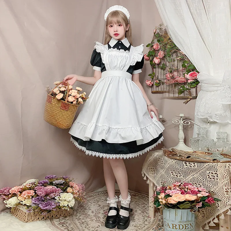 

2023 day tie short sleeve short skirt cosplay dress cute Lolita uniform daily dress traditional maid maid outfit