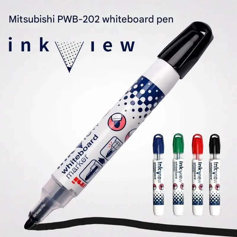 Japan Uni-ball Whiteboard Marker PWB-202 Inkview Unique Environmentally Friendly Ink Wipe Clean Water-based Mark Pen Office Tool