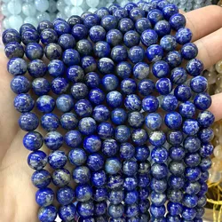 4 6 8 10 12MM Natural Lapis Lazuli Stone Round Loose Beads DIY Bracelet Necklace For Jewelry Making Charms Accessories