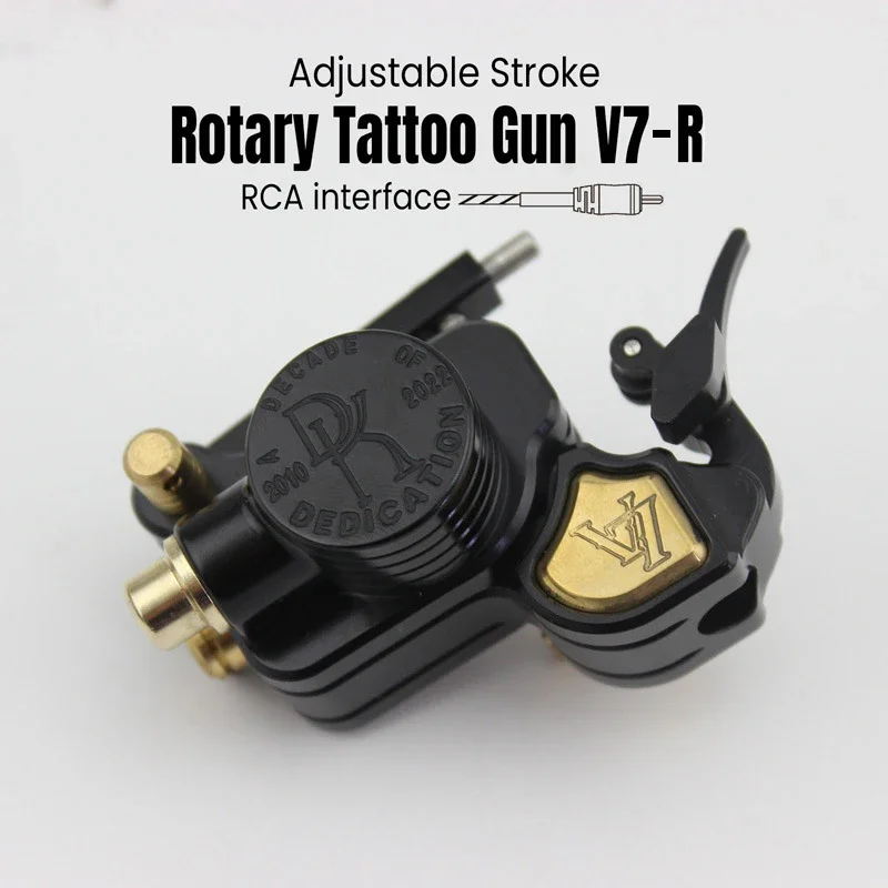 

V7-R Professional Rotary Tattoo Machine Needle Pressing System Coreless Motor Engine Adjustable Stroke Tattoo Gun RCA Interface