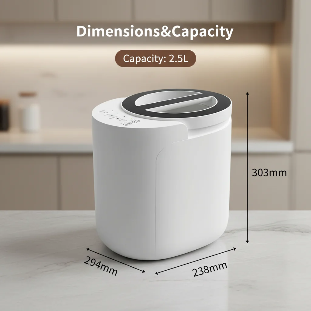 Premium Electric Composter  2.8 Litre  Quiet 37dB 500W CE CB RoHS Approved for Smart Kitchen