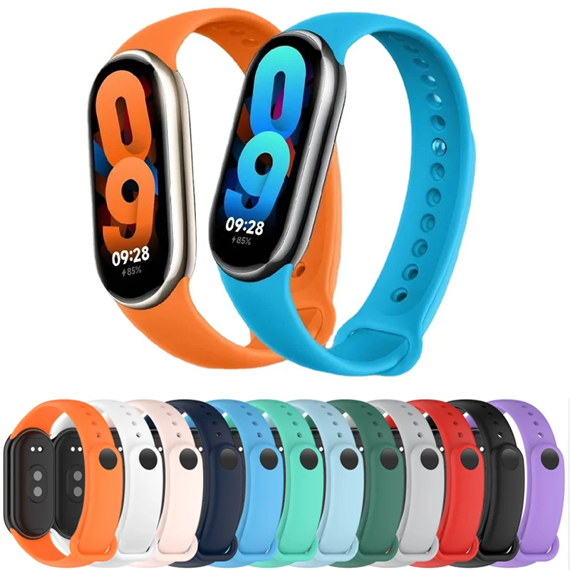 สายสำหรับ Mi band 9 8 Xiaomi 9 NFC สายรัดข้อมือกีฬาซิลิโคนสำรองสายนาฬิกาข้อมือสมาร์ทวอทช์ Xiaomi Mi Mi 8สาย