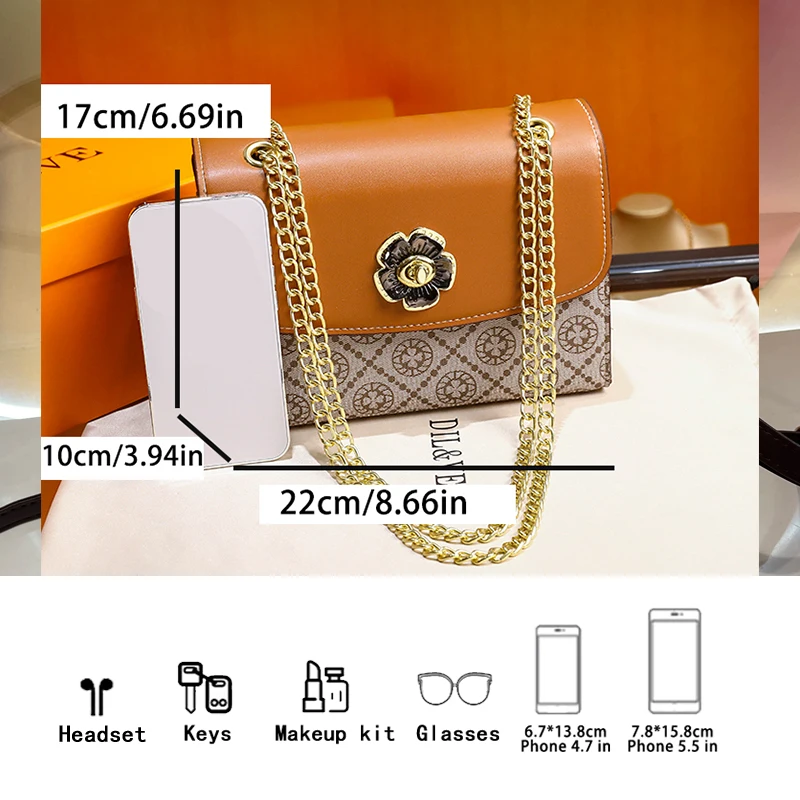 Shoulder Bag Chain Messenger Bags High Quality Woman Purse and Handbags Printed Small Square Bag