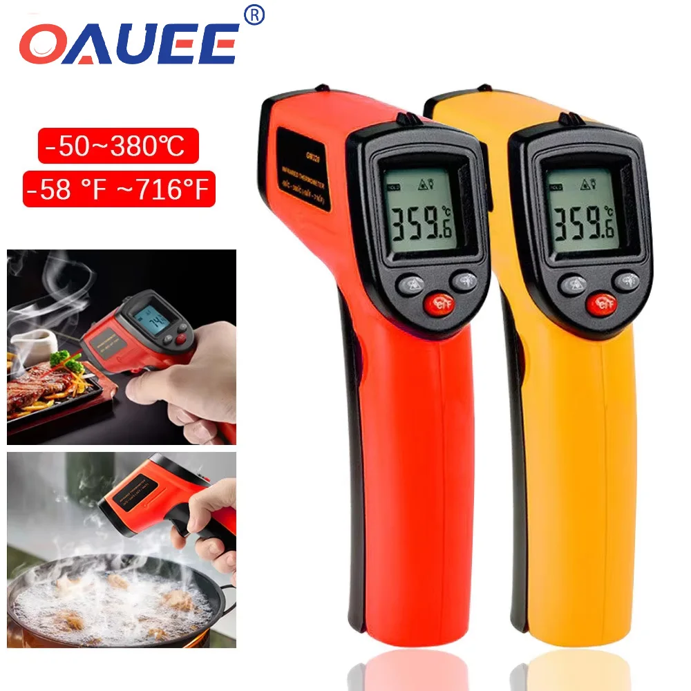 

Oauee HW600 Digital Infrared Thermometer Non-Contact Temperature Meter Pyrometer IR Laser Point Gun -50~380 Degree