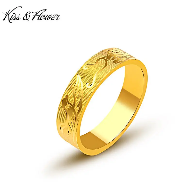 

KISS&FLOWER Gold Vintage Dragon Phoenix Ring for Women Men Couple Lovers Party Birthday Wedding Christmas Bride Gifts RI154