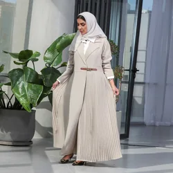 Muslim Modest Dress Open Kimono Cardigan for Women Saudi Arabia Cardigan Dubai Islam Clothing Long Pleated Coat Robe Middle East