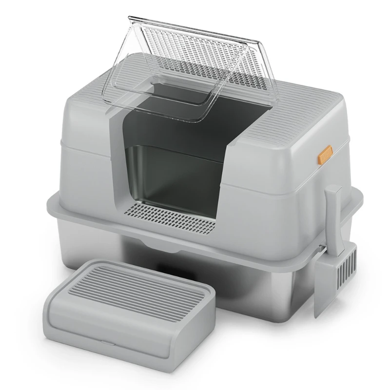 

Enclosed cat toilet, stainless steel litter box