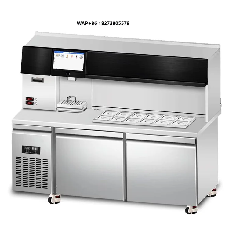 Custom-Made Intelligent Automatic Bubble Tea Making Machine Boba Shop Equipment with Refrigerating Working Counter New Condition
