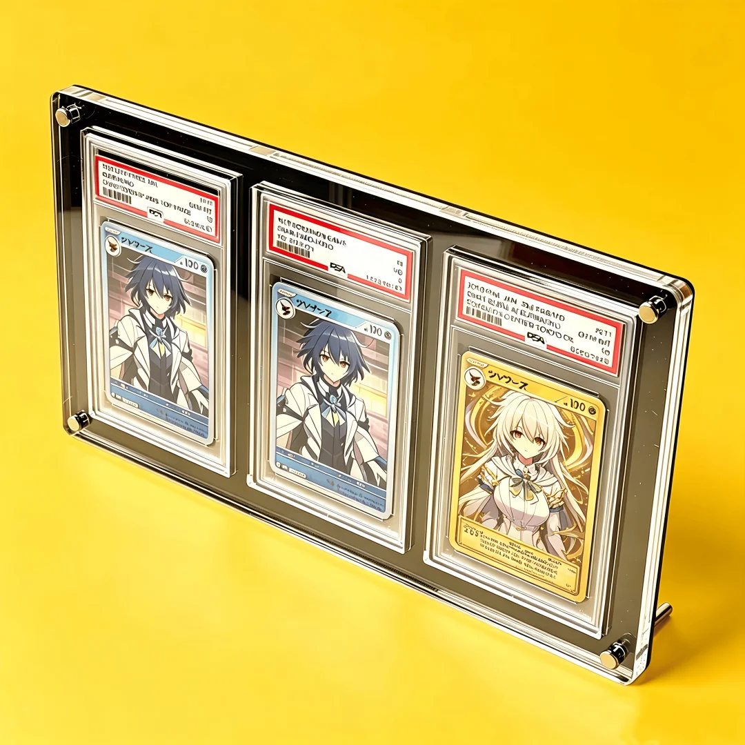 レーティングカードブリックグレーディングカードブリックブラックディスプレイスタンドアクリルカードホルダー（ptcgポケモン遊戯王トレーディングゲームショーケース用）