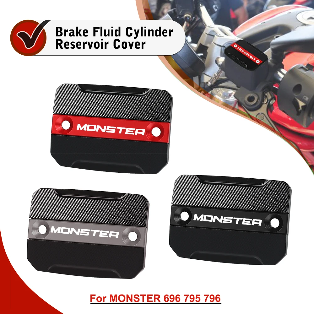 

For Ducati Monster 821 796 795 696 695 MONSTER Motorcycle CNC Master Cylinder Clutch Brake Fluid Reservoir Cap Oil Filler Cover