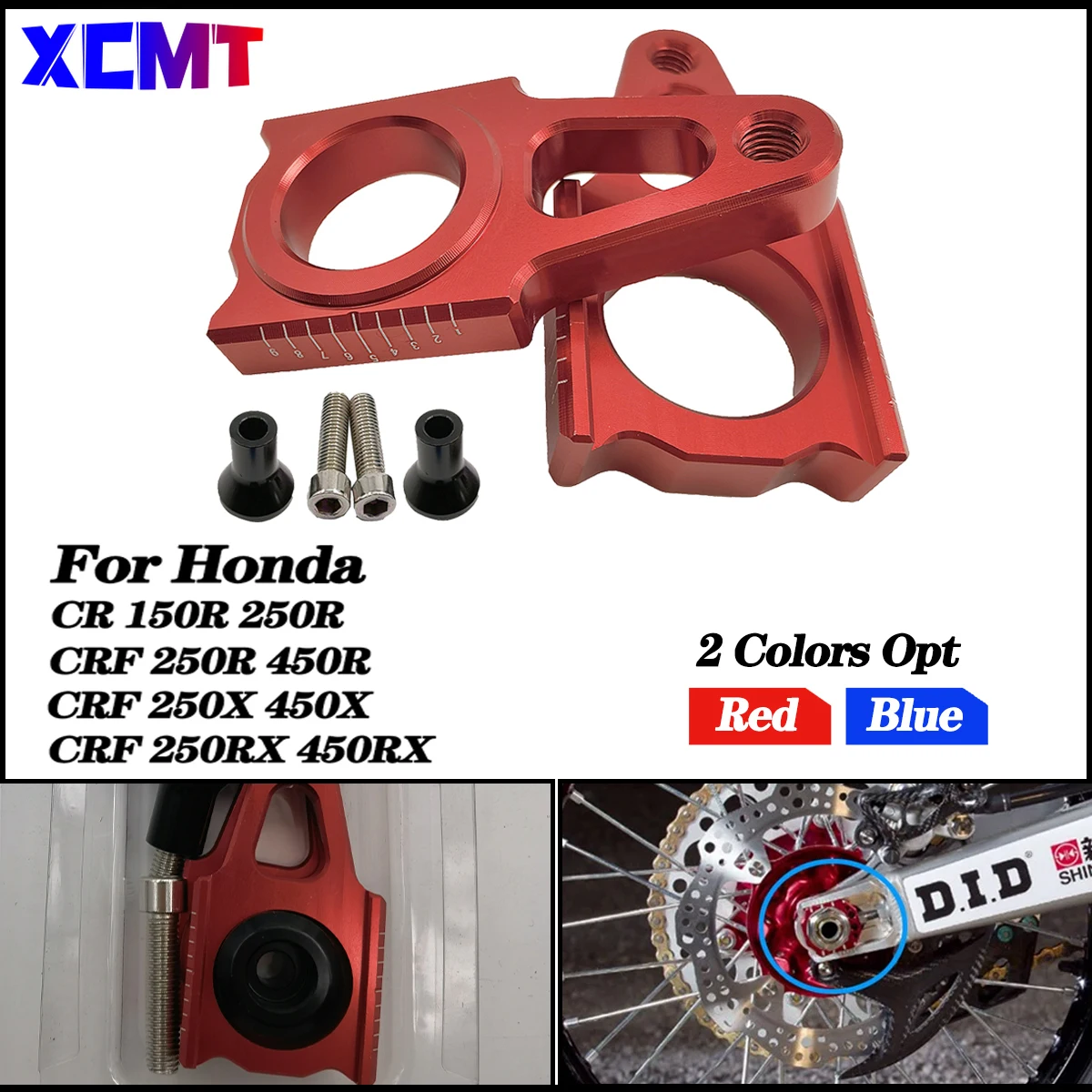 

For Honda CR 125 250 CRF 250R 250X 250RX 450R 450X 450RX 450L CRF CR Dirt Bike MX Motorcycle CNC Rear Chain Adjuster Axle Blocks