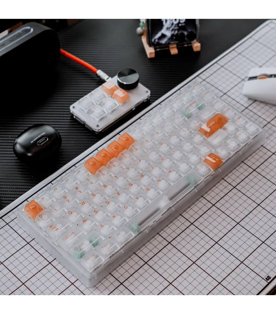 White orange fog transparent keycap 132 key PC pad printing customized original highly suitable wooting magnetic