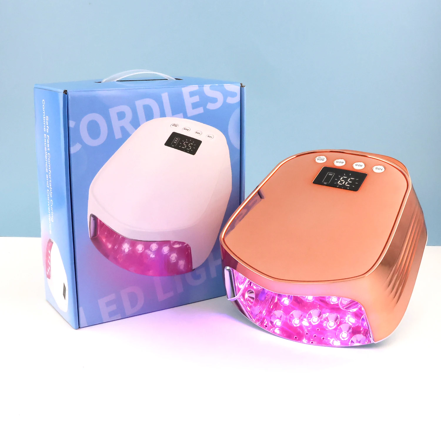 96W LED Light Rechargeable Infrared Sensor UV LED Nail Gel Polish Curing Lamp Nail Dryer with 4 Timers Metal Base