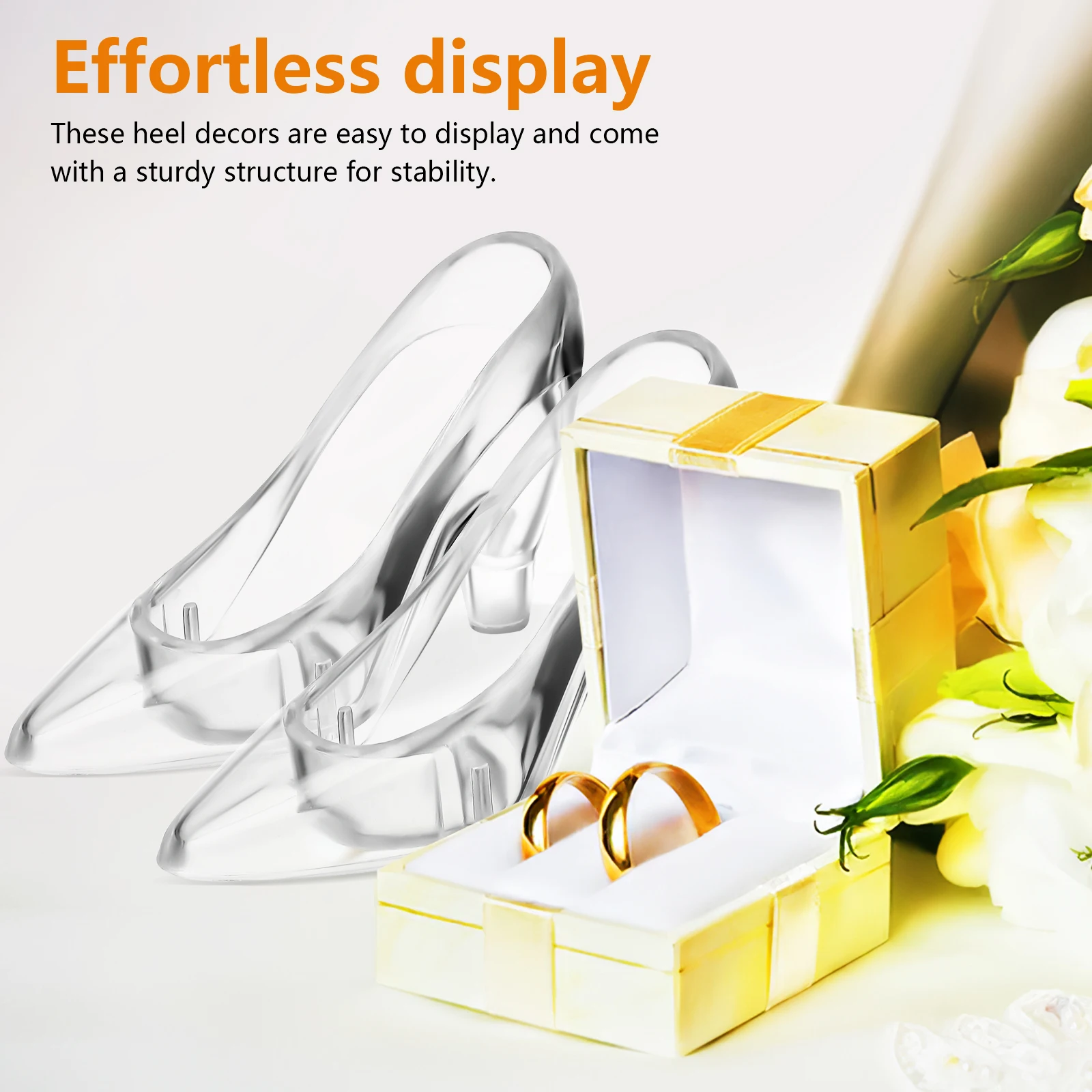 

12 Pcs Crystal Shoe Decoration High Heel Ornaments Desktop Adornment Transparent Material Glamorous Display Exquisite