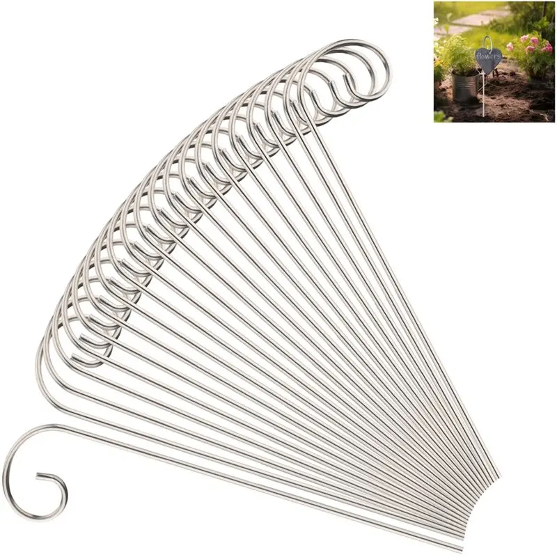 

Крючки для этикеток растений A06F-60Pack, серебристые, нержавеющие, садовые маркеры-подставки, держатели для цветов, кашпо, контейнеров