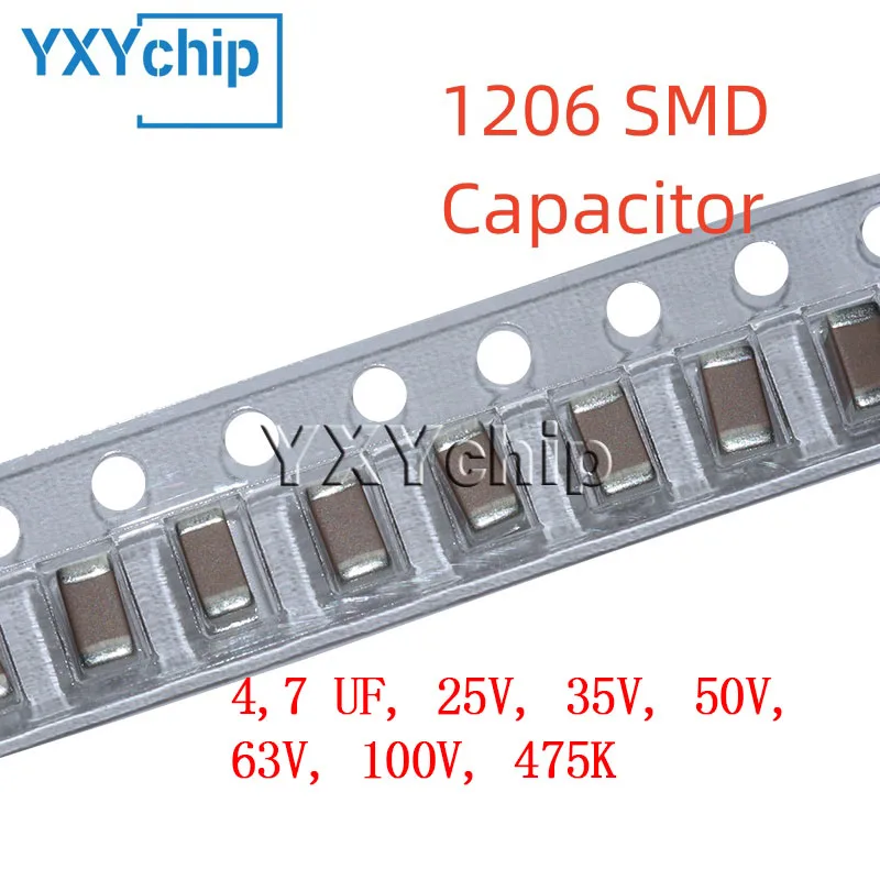 

20PCS 1206 4.7UF 25V 35V 50V 63V 100V 475K X7R 10% 3216 SMD Chip Multilayer Ceramic Capacitor