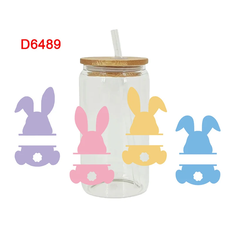 UV DTF Transfers Stickers, Cup Wraps, Bunny, Happy Easter, Printed for DIY Glass, Ceramic Metal Leather, 3D, 16oz D6263