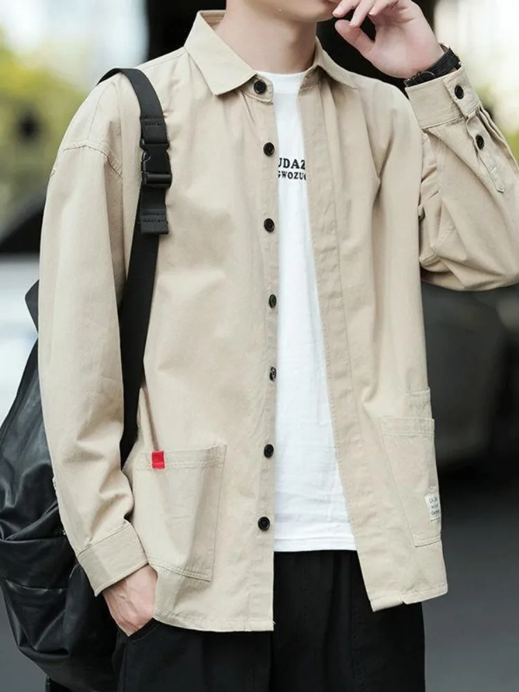 

Мужская длинная рабочая одежда Sve irt, повседневное свободное студенческое пальто из Гонконга, весеннее новое поступление, удобное для путешествий, индивидуальный крой