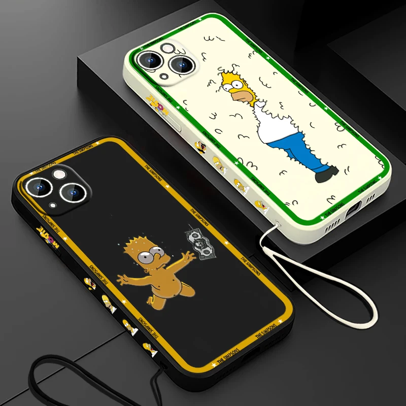 جراب هاتف Simpsons Bart لهاتف Apple iPhone ، حبل أيسر سائل ، غطاء ناعم ، 15 ، 14 ، 13 ، 12 ، 11 Pro Max ، Plus ، 8 ، 7 ، SE