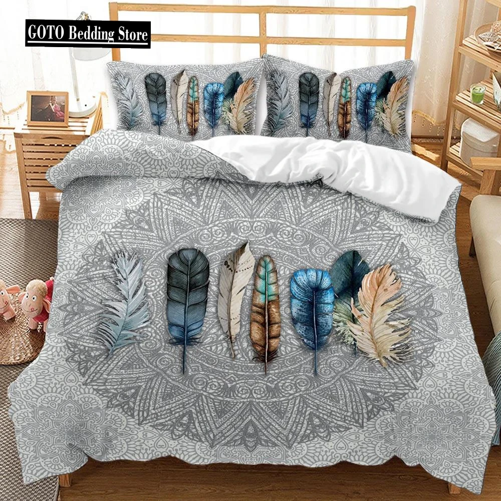 

100% High Quality Western Home Luxury King Size Comforter Set boho Pillowcases Duvet Cover Set Dreamnet Feather Bedding Sets