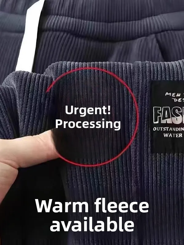 

Мужские вельветовые термобрюки на подкладке, свободный крой, повседневные брюки большого размера с манжетами, зимние теплые брюки для отдыха