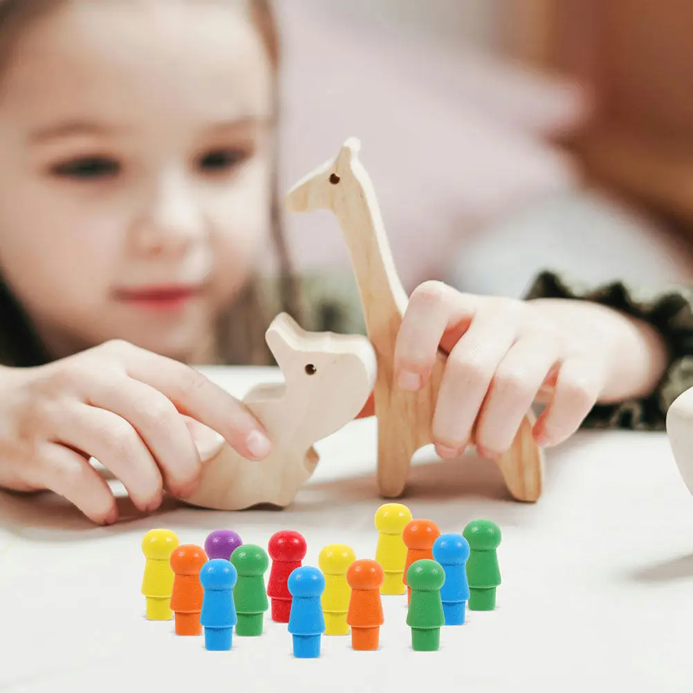 120Pcs Assorted Color Wooden Board Game Pawns Chinese Checkers Pieces Replacement Game Tokens Stackable Tabletop Markers Fine