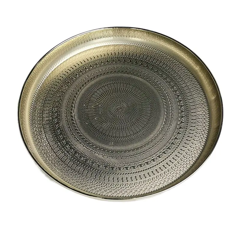 A20F-Round Tray, 13Inch-Serving Tray, Luxury Decorative Tray, Coffee Table Tray, Jewelry Tray