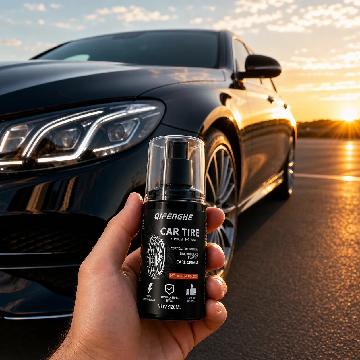 QIFENGHE Car Tire Polishing Wax Rubber Plastic Restorer Cream Deep Nourishment Anti-Aging 120ml