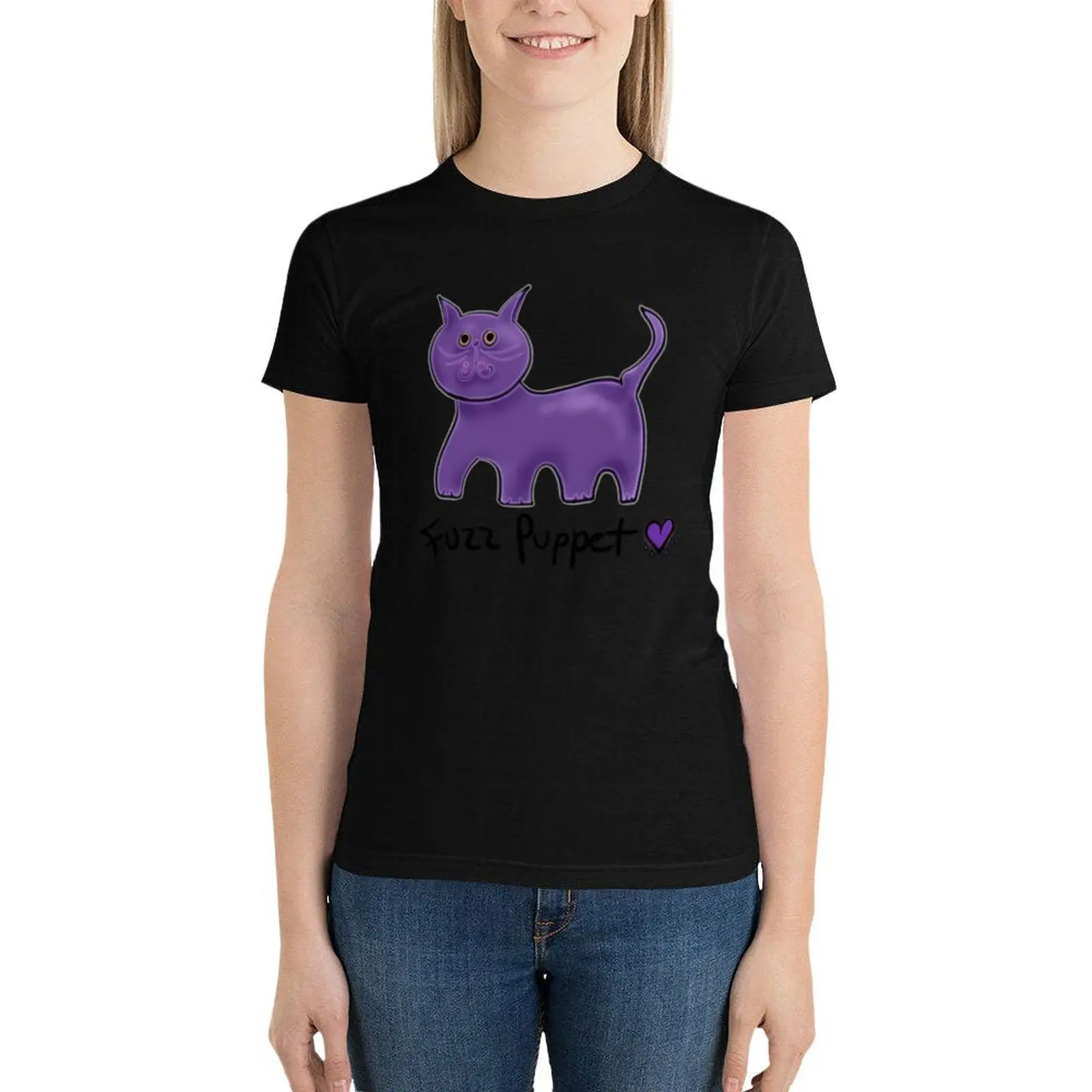 

Cute Cat Fuzz Puppet [Bleeding Purple Edition] T-Shirt kawaii clothes Short sleeve tee summer top tops clothes for Women