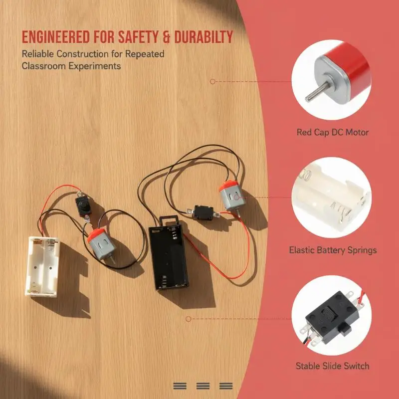 Mini DIY Electronic Motor Circuit Model Kit Creative STEM Building Toy 130 Motor 2xAA Battery Case Switch for Kids Science Fair